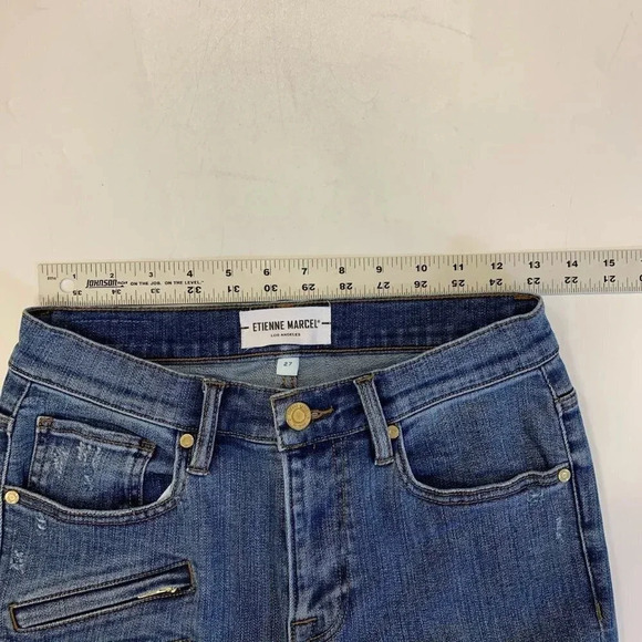 Etienne‎ Marcel Denim Women's Asymmetrical Crop Kick Raw Hem Jeans Size 27 - Picture 12 of 15